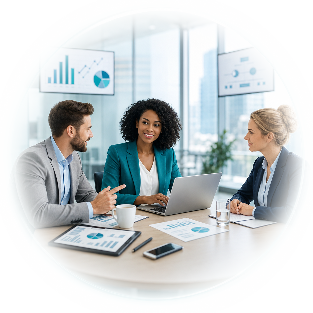 Experienced SelkaLogik consulting team collaborating around business data