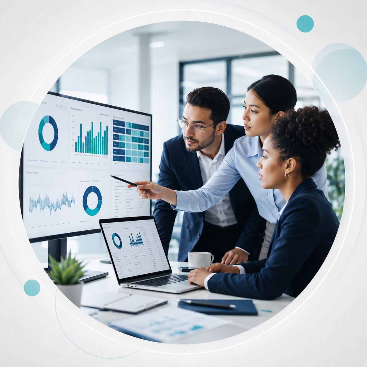 SelkaLogik data quality team reviewing dashboards and analytics